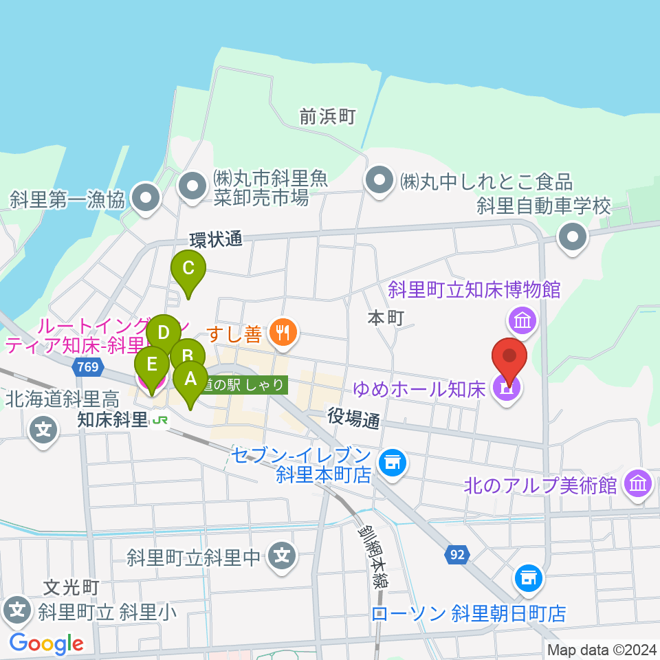 ゆめホール知床周辺のホテル一覧地図