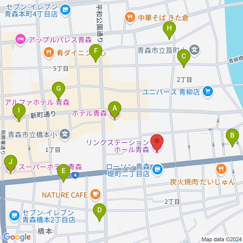 リンクステーションホール青森周辺のホテル一覧地図