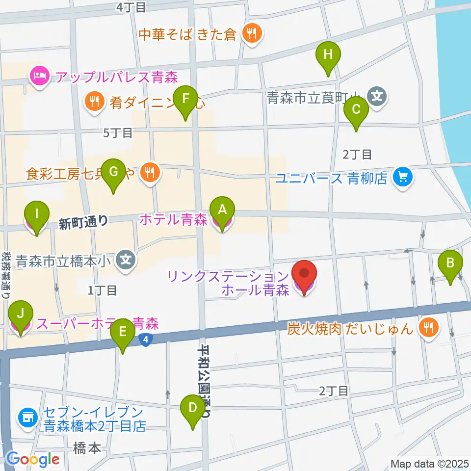 リンクステーションホール青森周辺のホテル一覧地図