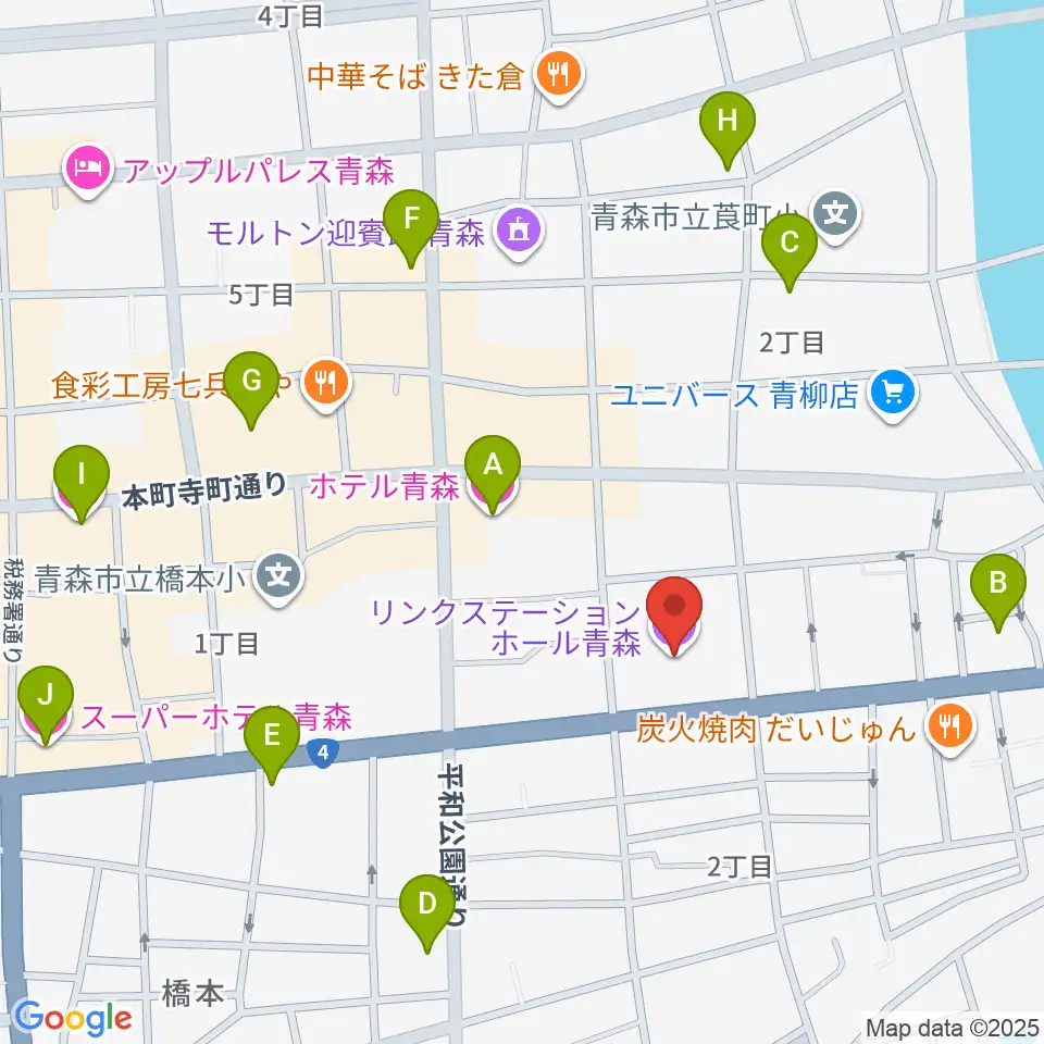 リンクステーションホール青森周辺のホテル一覧地図