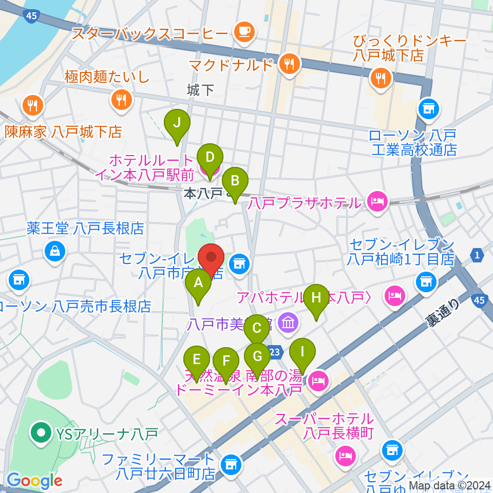 SG GROUPホールはちのへ周辺のホテル一覧地図