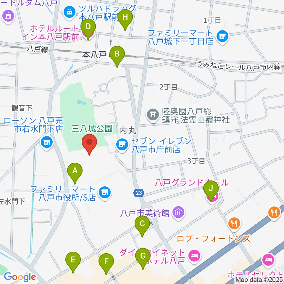 SG GROUPホールはちのへ周辺のホテル一覧地図