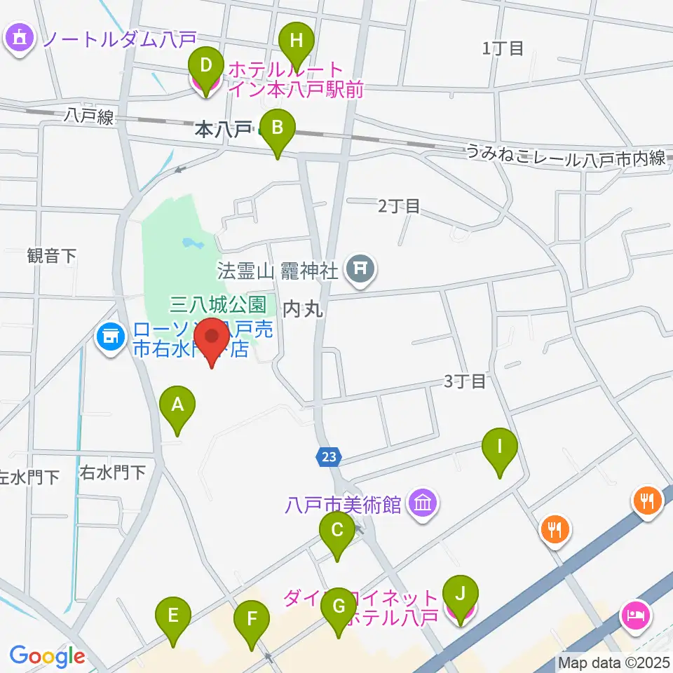 SG GROUPホールはちのへ周辺のホテル一覧地図