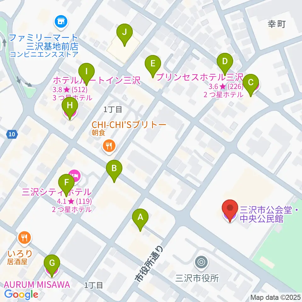 三沢市公会堂周辺のホテル一覧地図