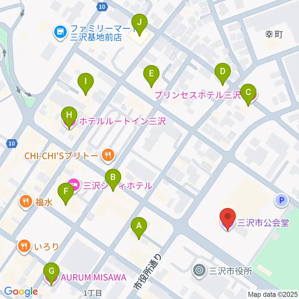 三沢市公会堂周辺のホテル一覧地図