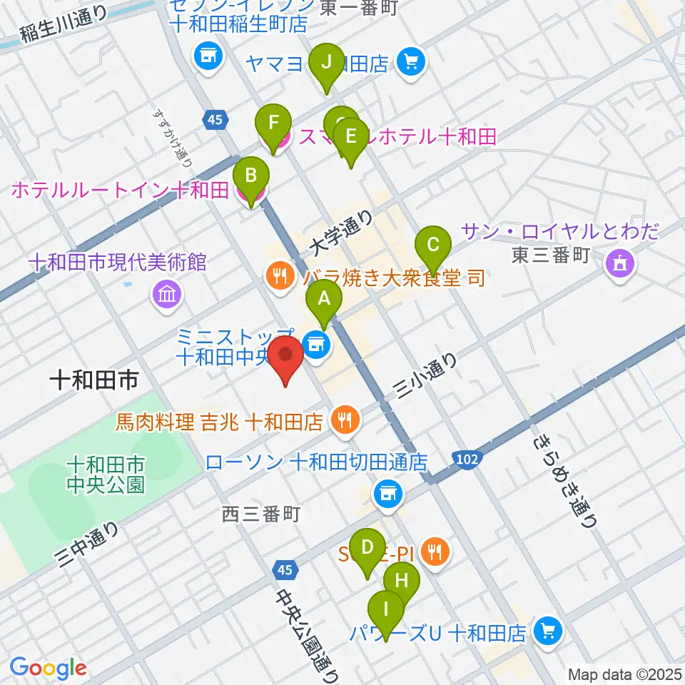 十和田市民文化センター周辺のホテル一覧地図