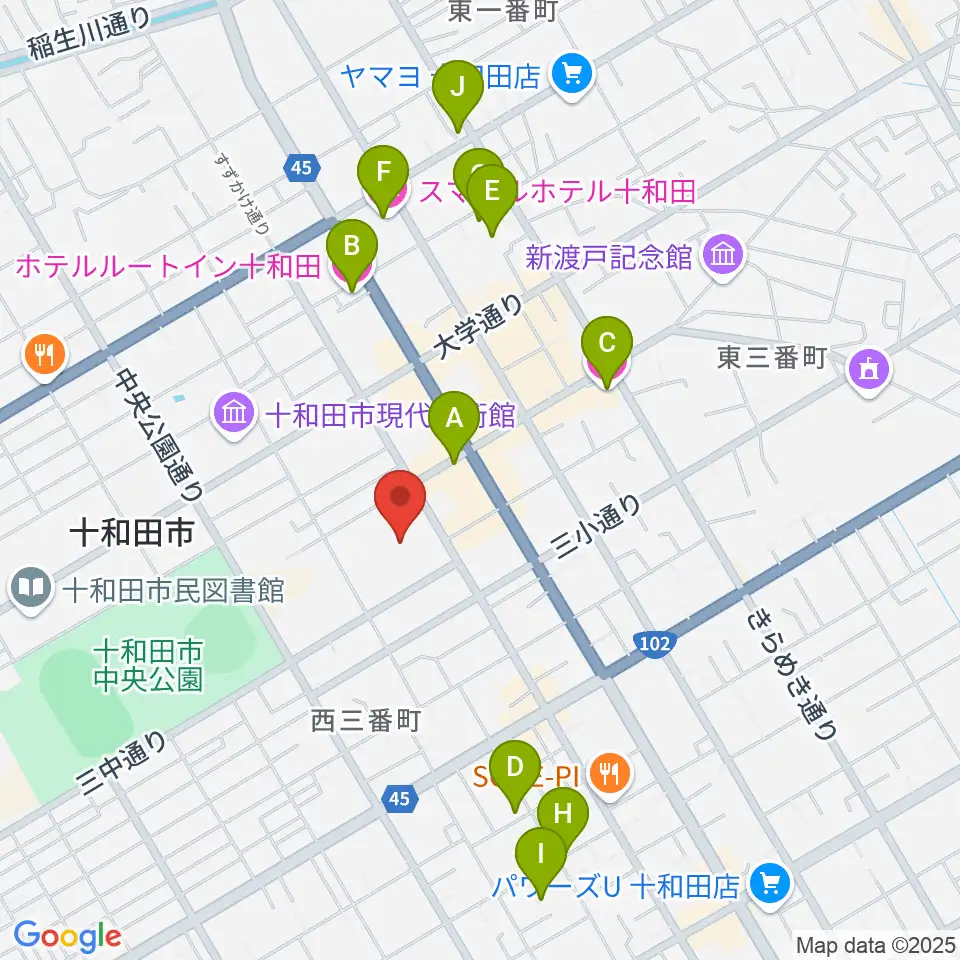 十和田市民文化センター周辺のホテル一覧地図