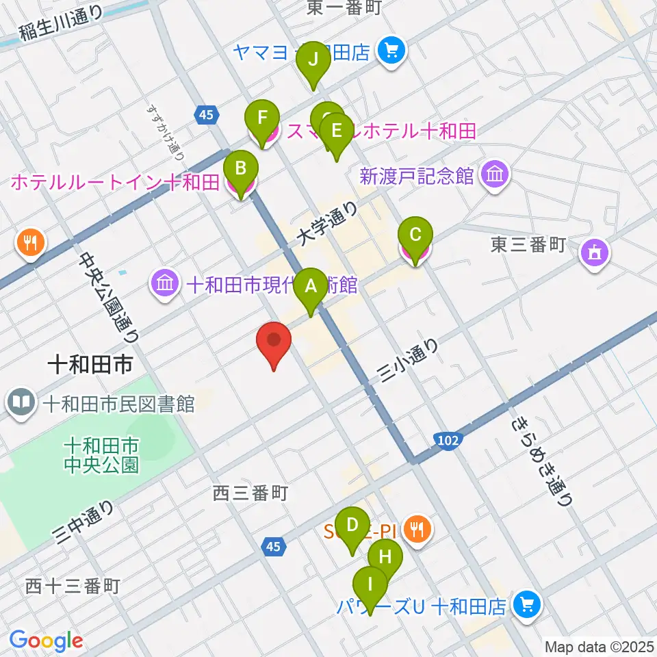 十和田市民文化センター周辺のホテル一覧地図