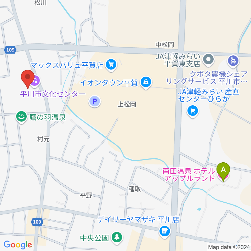 平川市文化センター周辺のホテル一覧地図