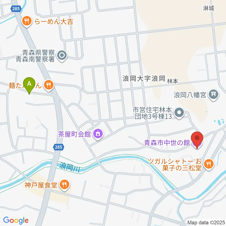 青森市中世の館周辺のホテル一覧地図