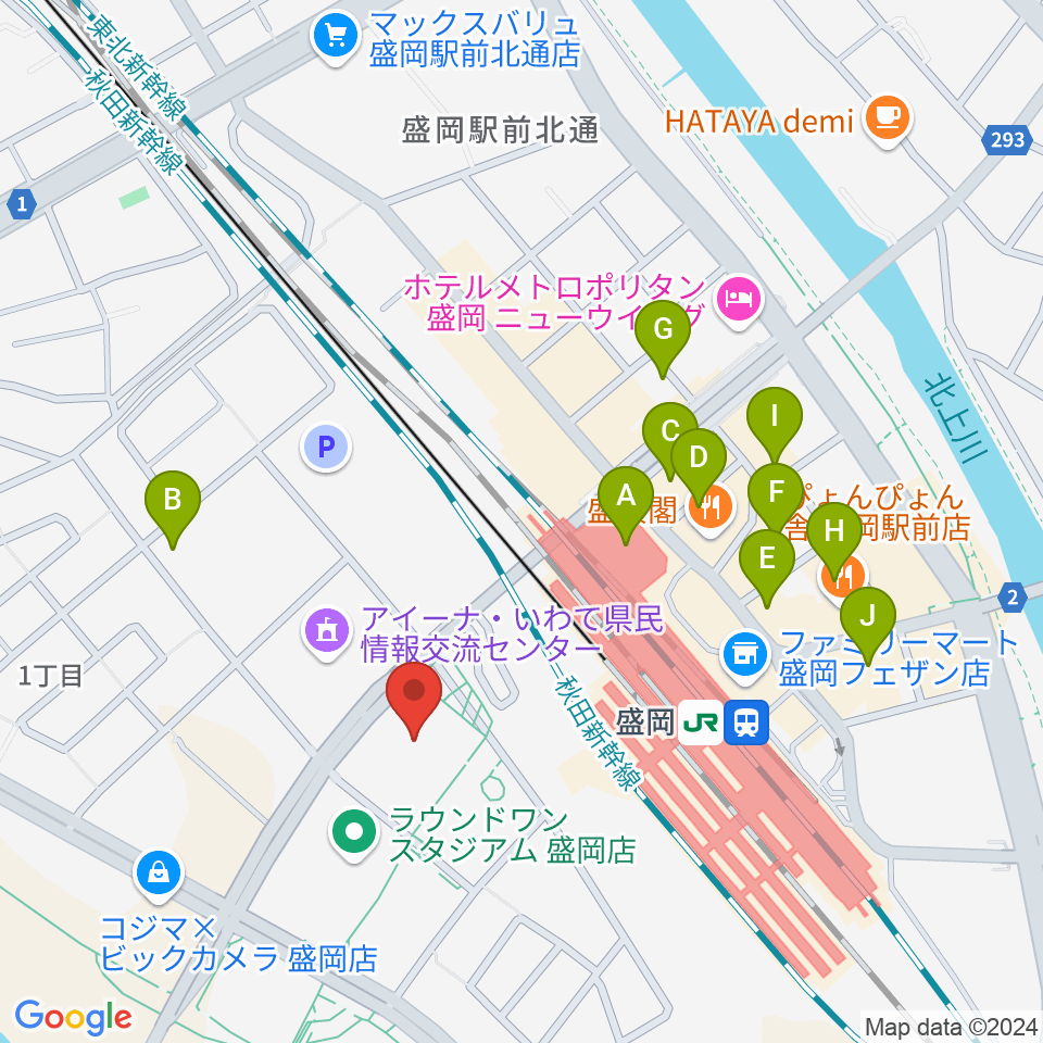 盛岡市民文化ホール周辺のホテル一覧地図