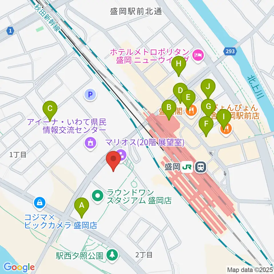 盛岡市民文化ホール周辺のホテル一覧地図