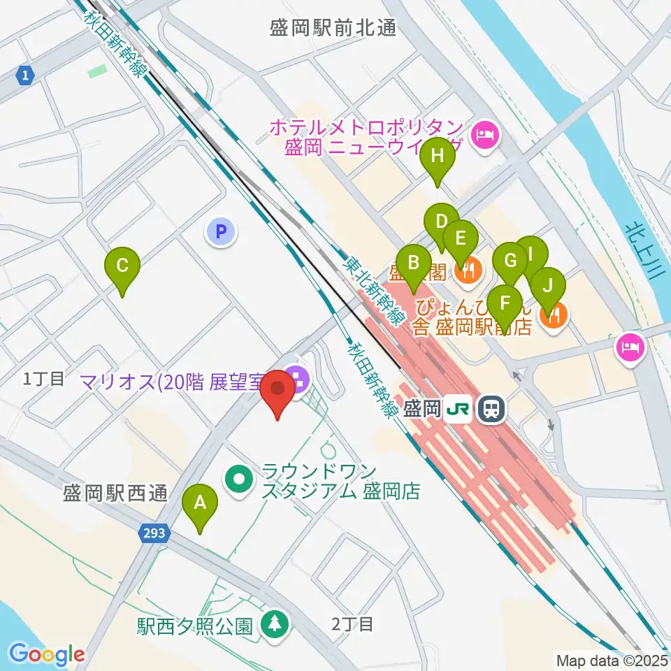 盛岡市民文化ホール周辺のホテル一覧地図