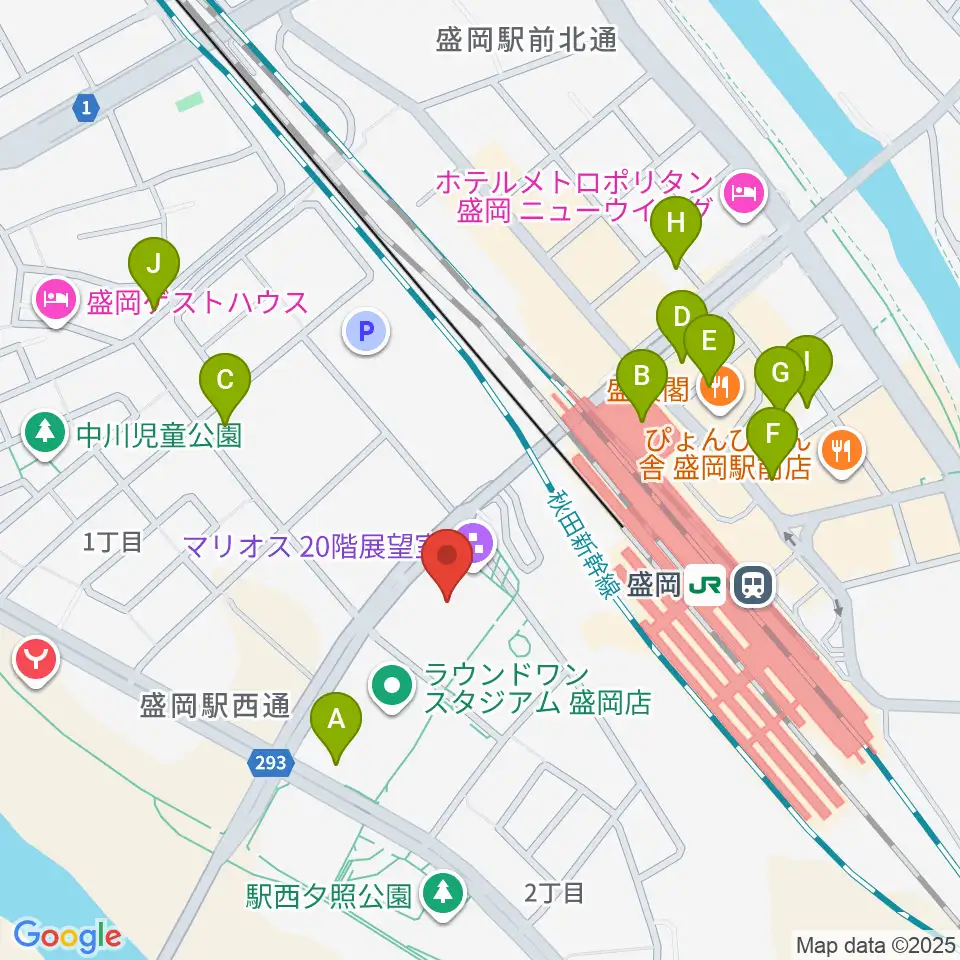 盛岡市民文化ホール周辺のホテル一覧地図