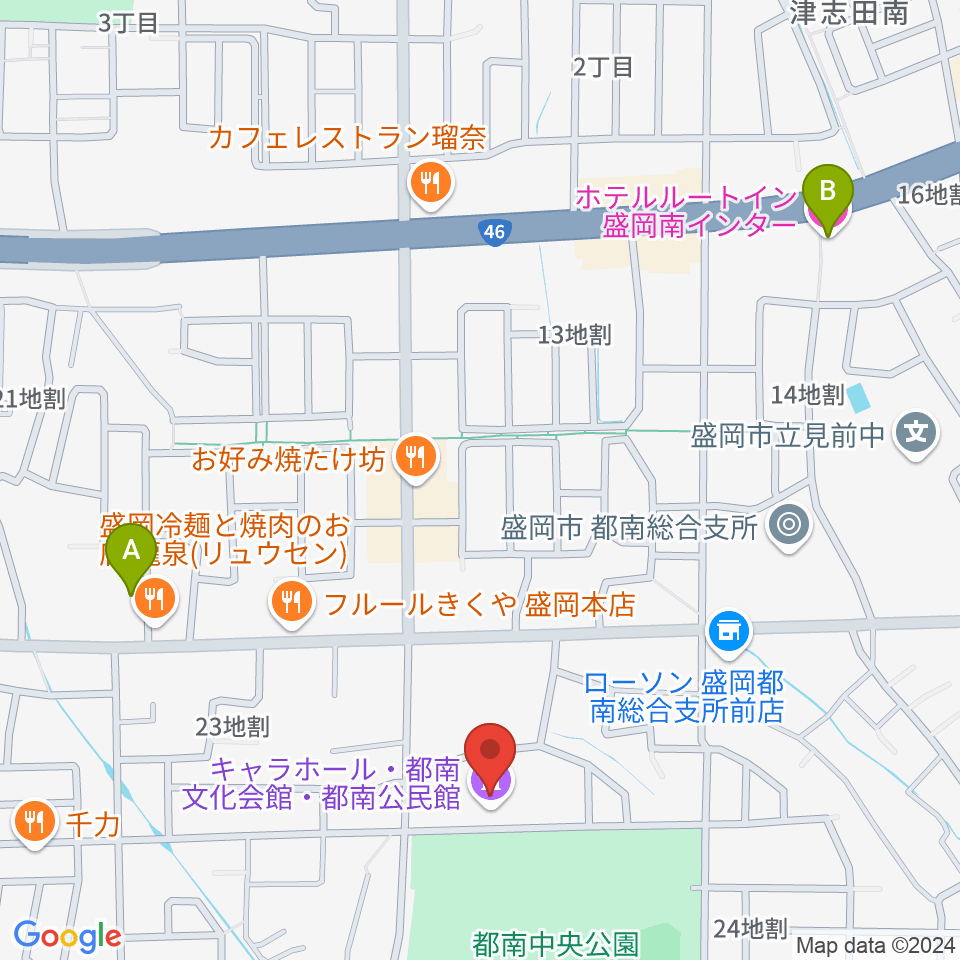 キャラホール周辺のホテル一覧地図