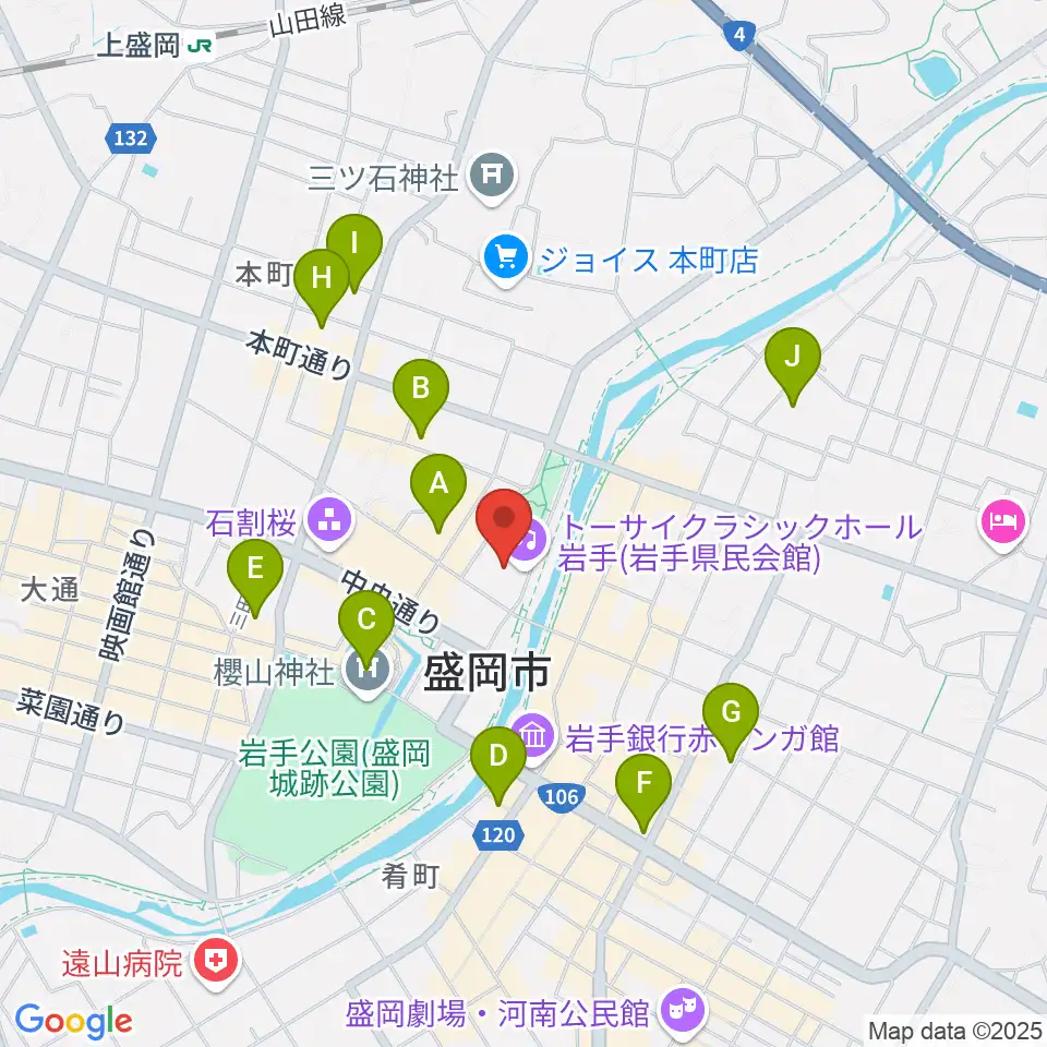 トーサイクラシックホール岩手周辺のホテル一覧地図