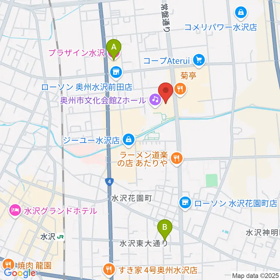 奥州市文化会館Zホール周辺のホテル一覧地図