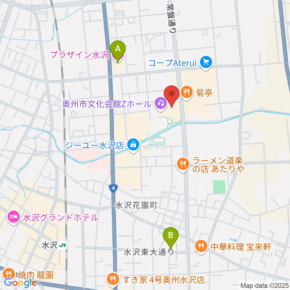 奥州市文化会館Zホール周辺のホテル一覧地図