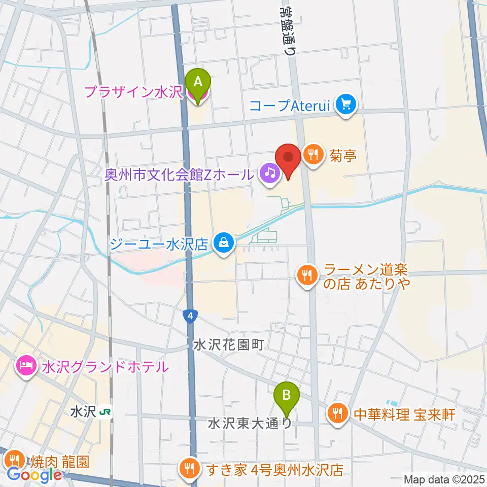 奥州市文化会館Zホール周辺のホテル一覧地図