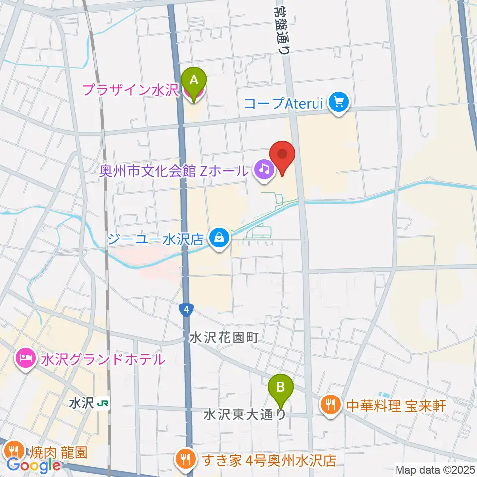奥州市文化会館Zホール周辺のホテル一覧地図