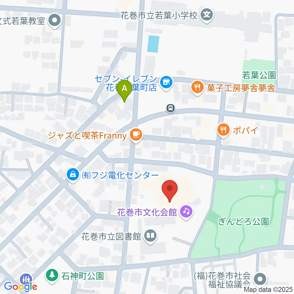 花巻市文化会館周辺のホテル一覧地図