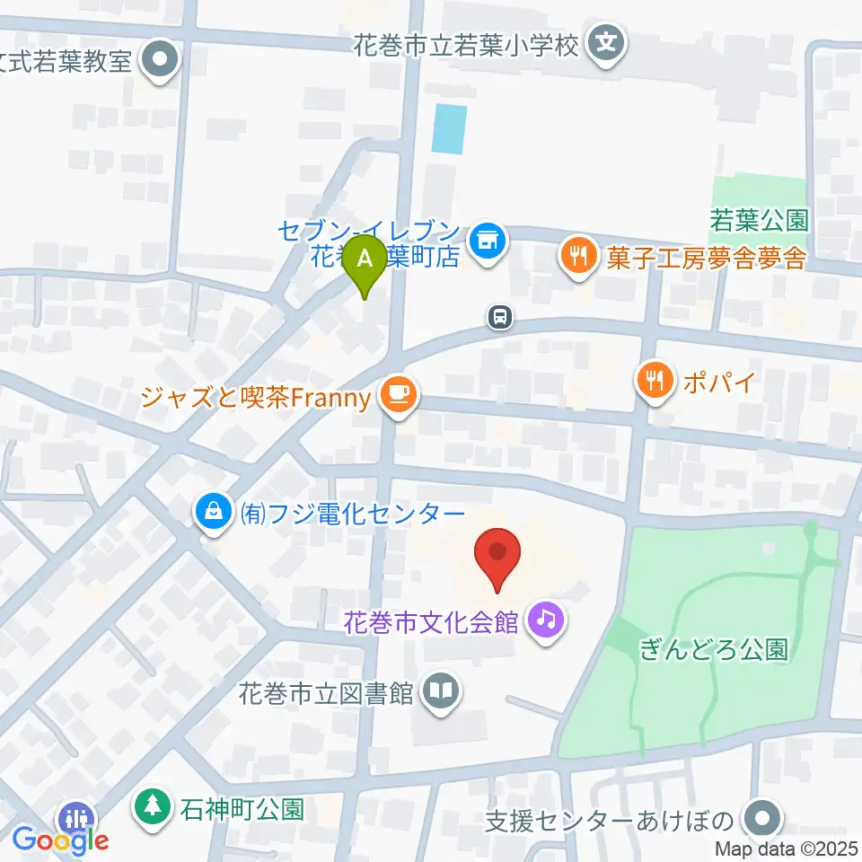 花巻市文化会館周辺のホテル一覧地図