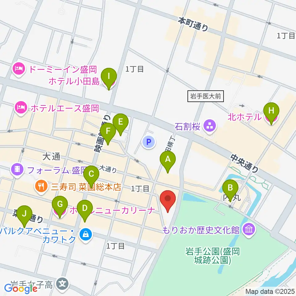岩手教育会館周辺のホテル一覧地図