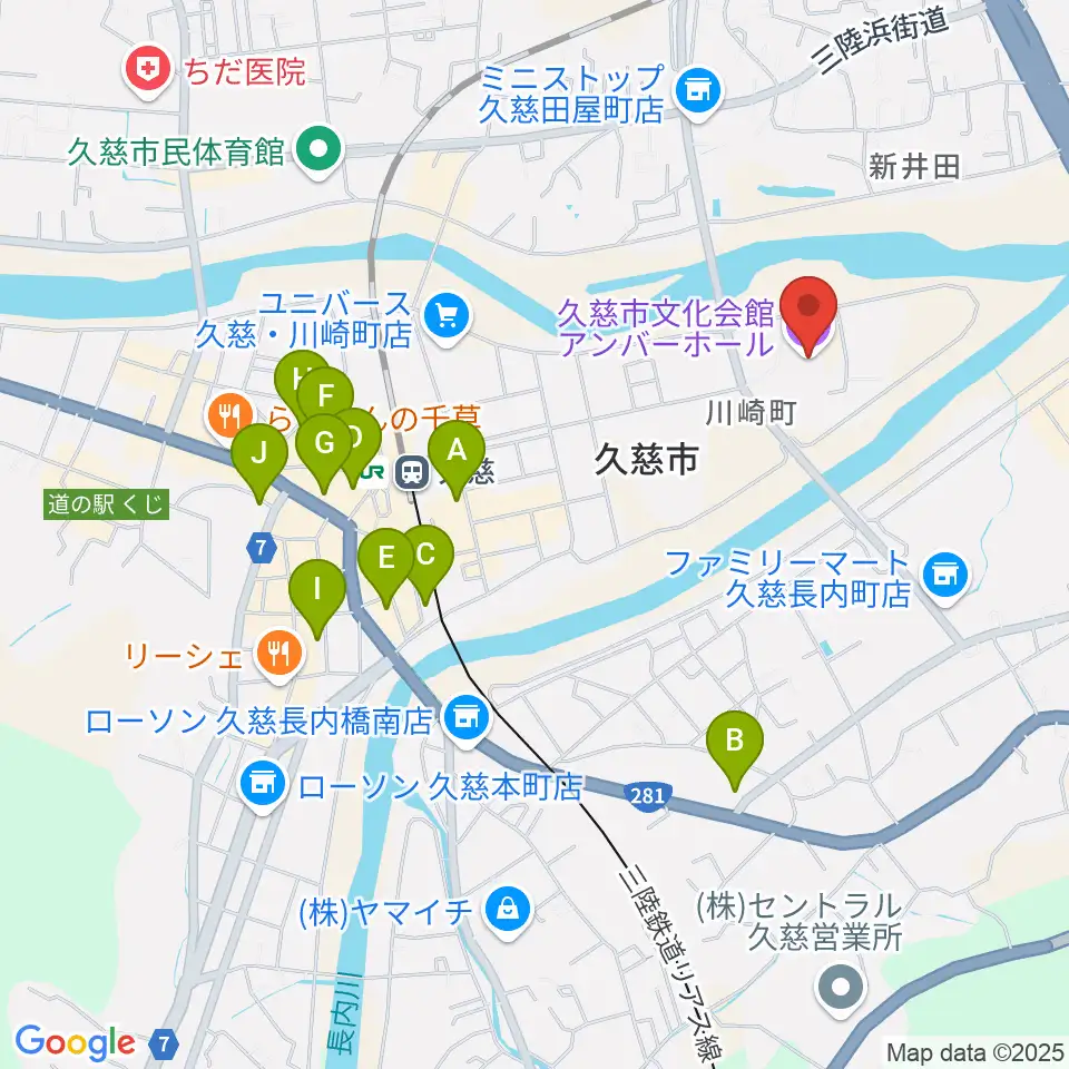 久慈市文化会館 アンバーホール周辺のホテル一覧地図