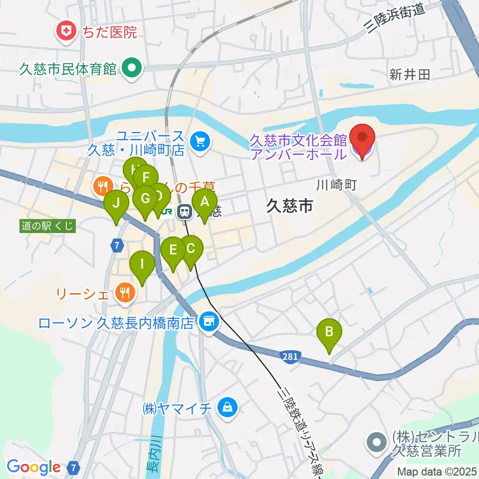 久慈市文化会館 アンバーホール周辺のホテル一覧地図