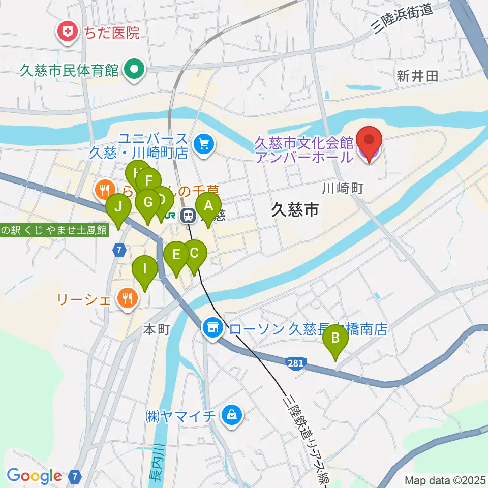 久慈市文化会館 アンバーホール周辺のホテル一覧地図