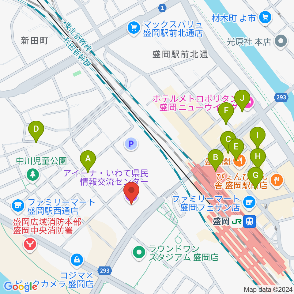 いわて県民情報交流センター アイーナ周辺のホテル一覧地図