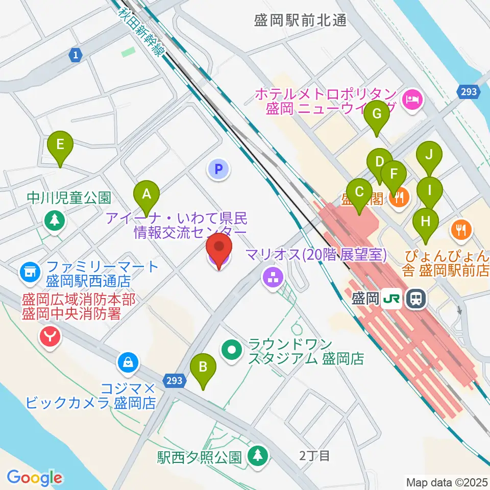 いわて県民情報交流センター アイーナ周辺のホテル一覧地図