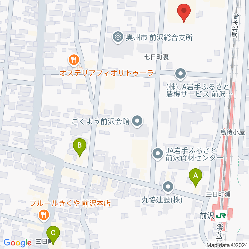 前沢ふれあいセンター周辺のホテル一覧地図