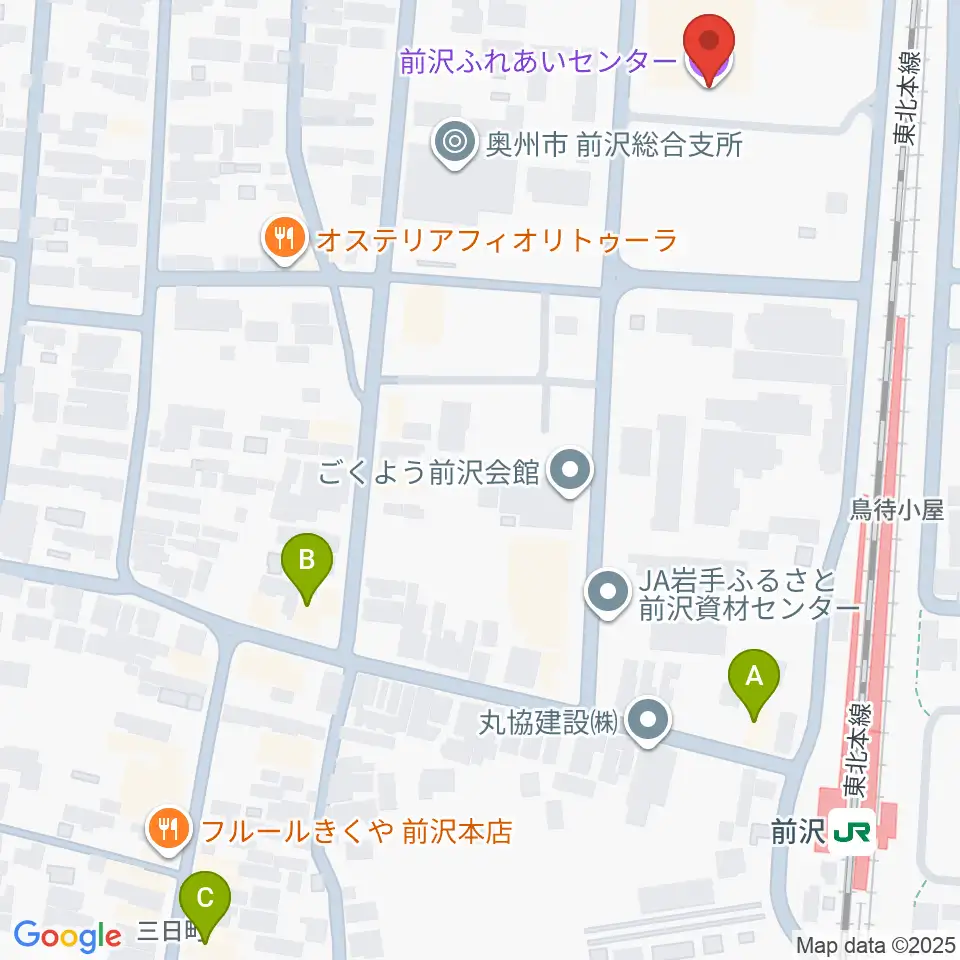 前沢ふれあいセンター周辺のホテル一覧地図