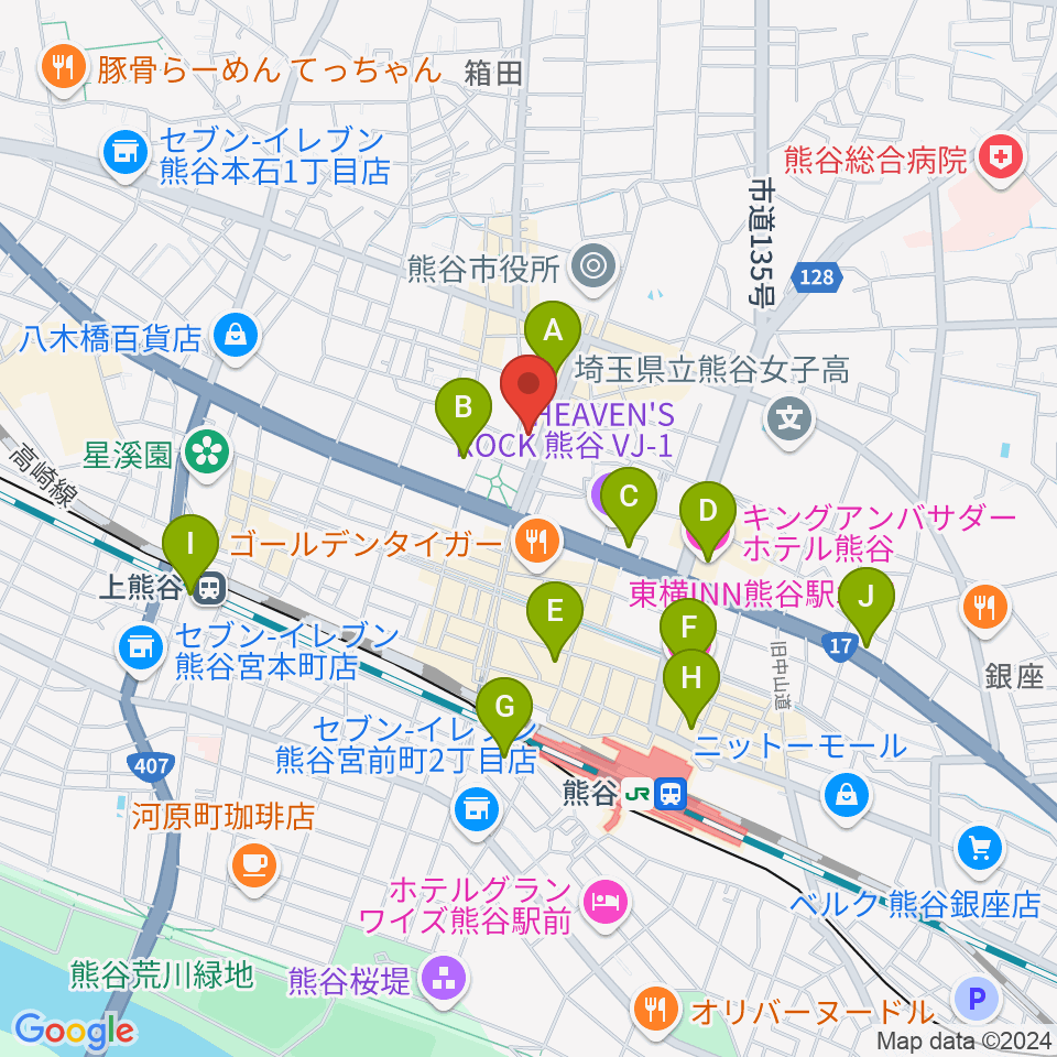 熊谷ジャンゴ周辺のホテル一覧地図