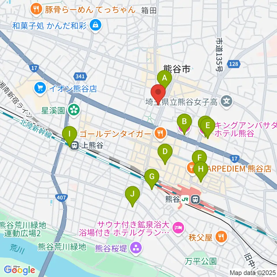 熊谷ジャンゴ周辺のホテル一覧地図
