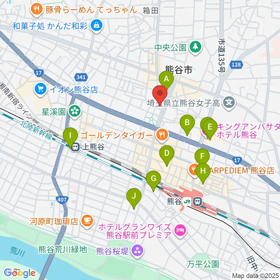 熊谷ジャンゴ周辺のホテル一覧地図