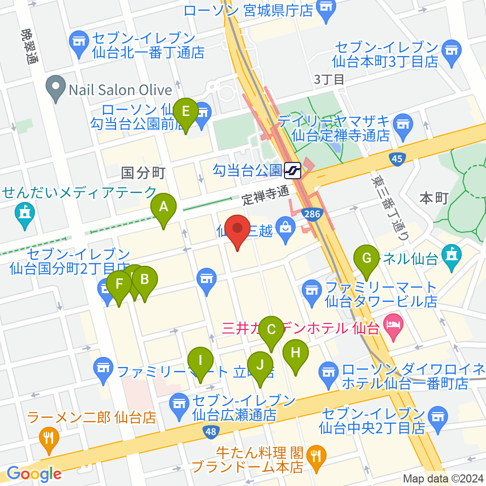 仙台Rensa周辺のホテル一覧地図
