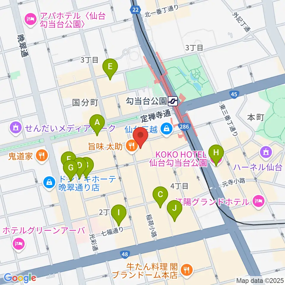 仙台Rensa周辺のホテル一覧地図