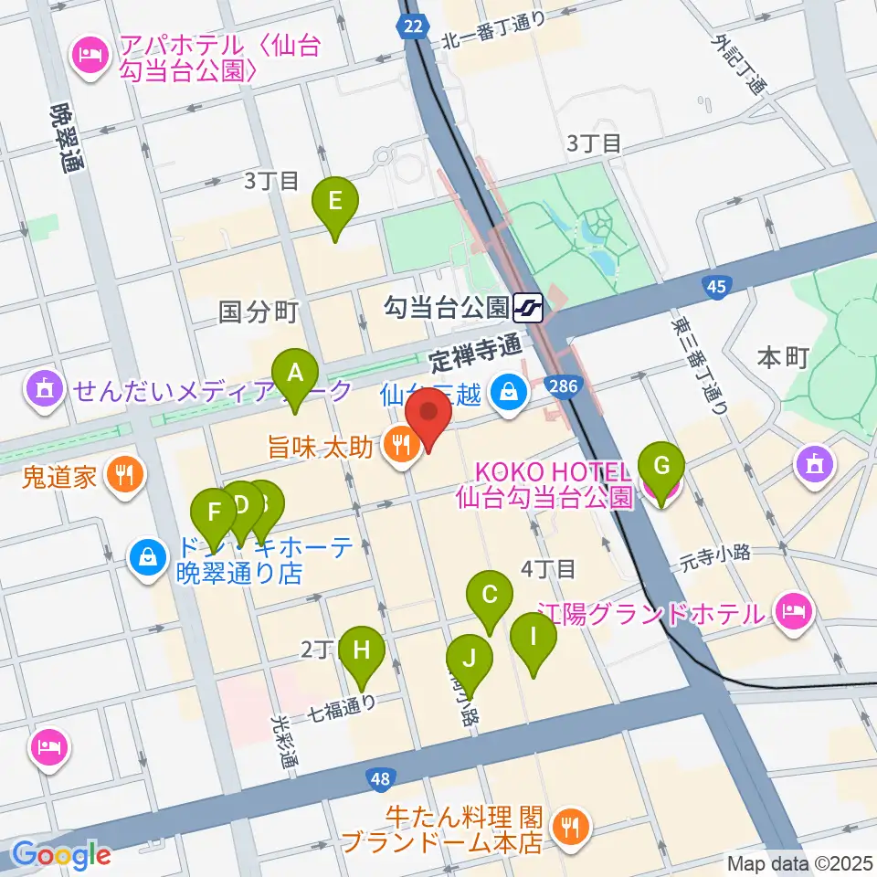 仙台Rensa周辺のホテル一覧地図