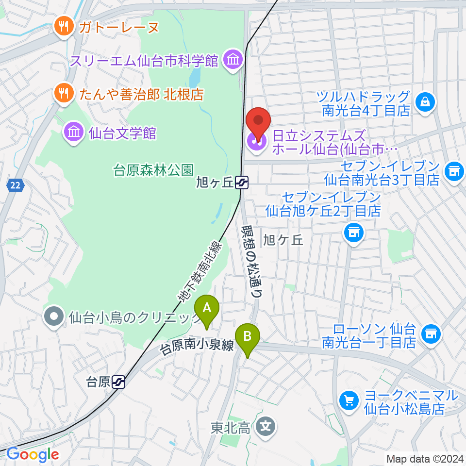 日立システムズホール仙台周辺のホテル一覧地図