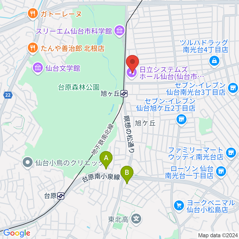 日立システムズホール仙台周辺のホテル一覧地図