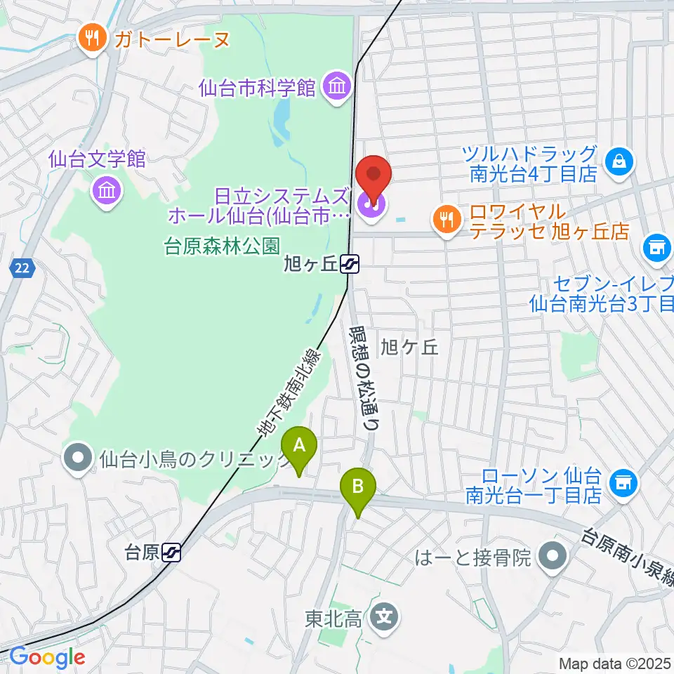 日立システムズホール仙台周辺のホテル一覧地図