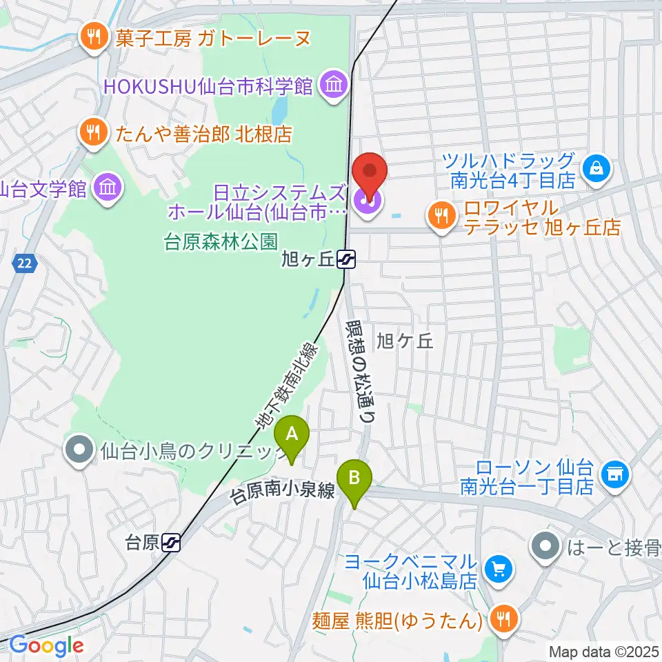 日立システムズホール仙台周辺のホテル一覧地図