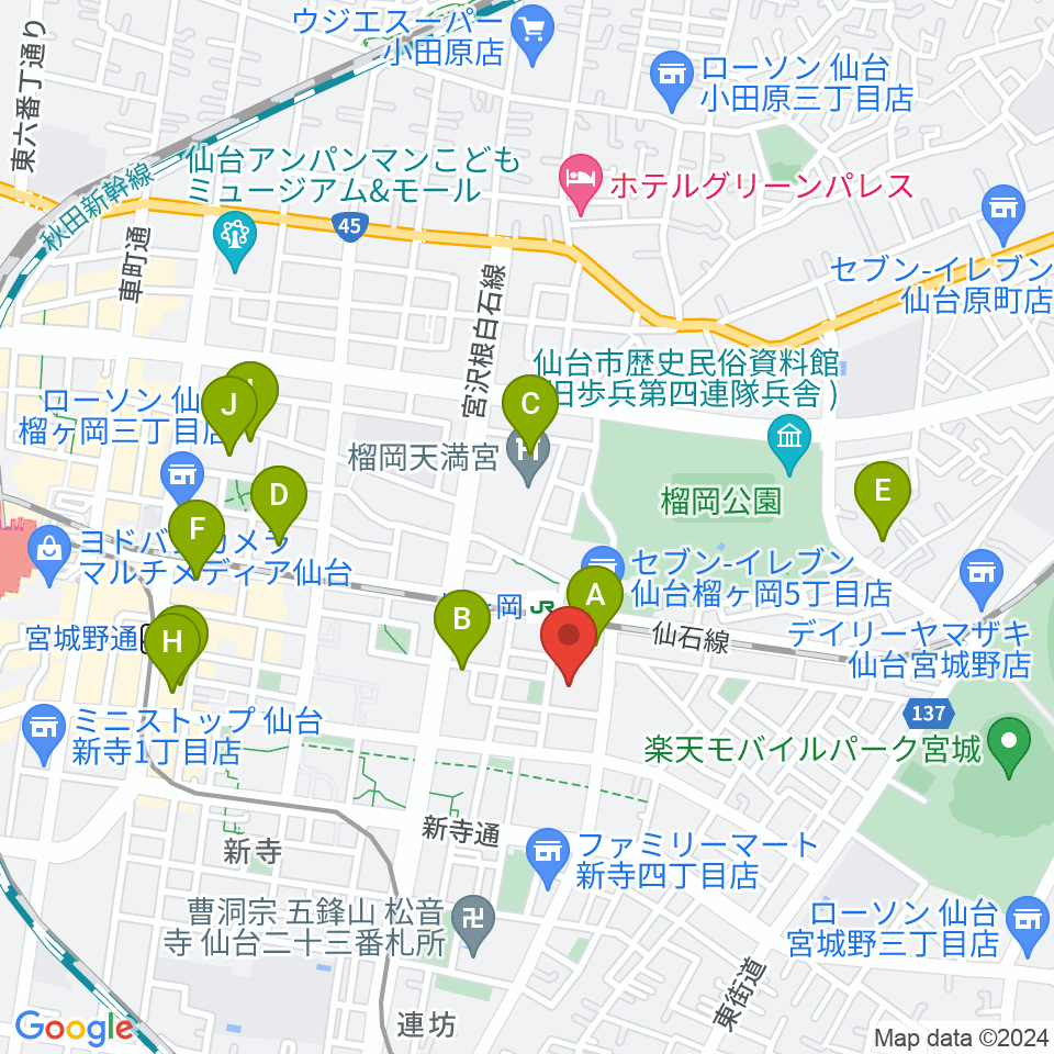 仙台サンプラザホール周辺のホテル一覧地図