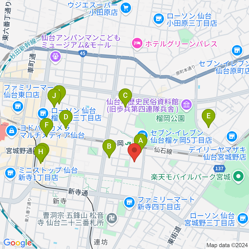 仙台サンプラザホール周辺のホテル一覧地図