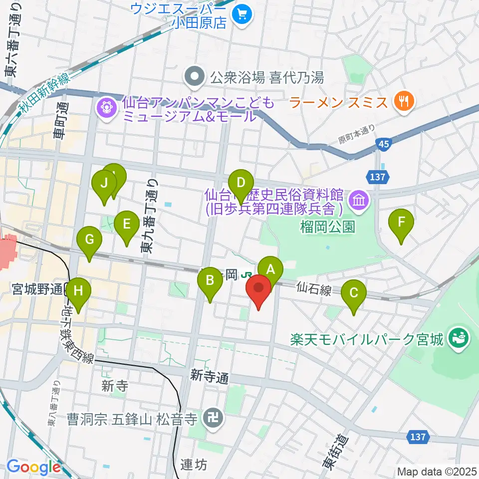 仙台サンプラザホール周辺のホテル一覧地図
