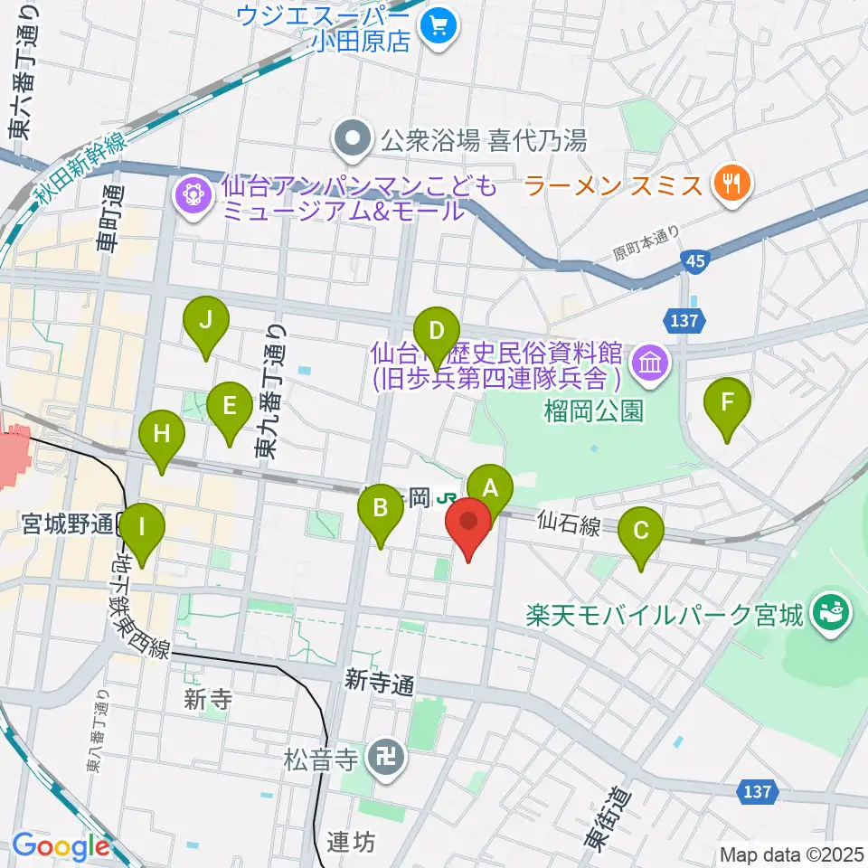 仙台サンプラザホール周辺のホテル一覧地図