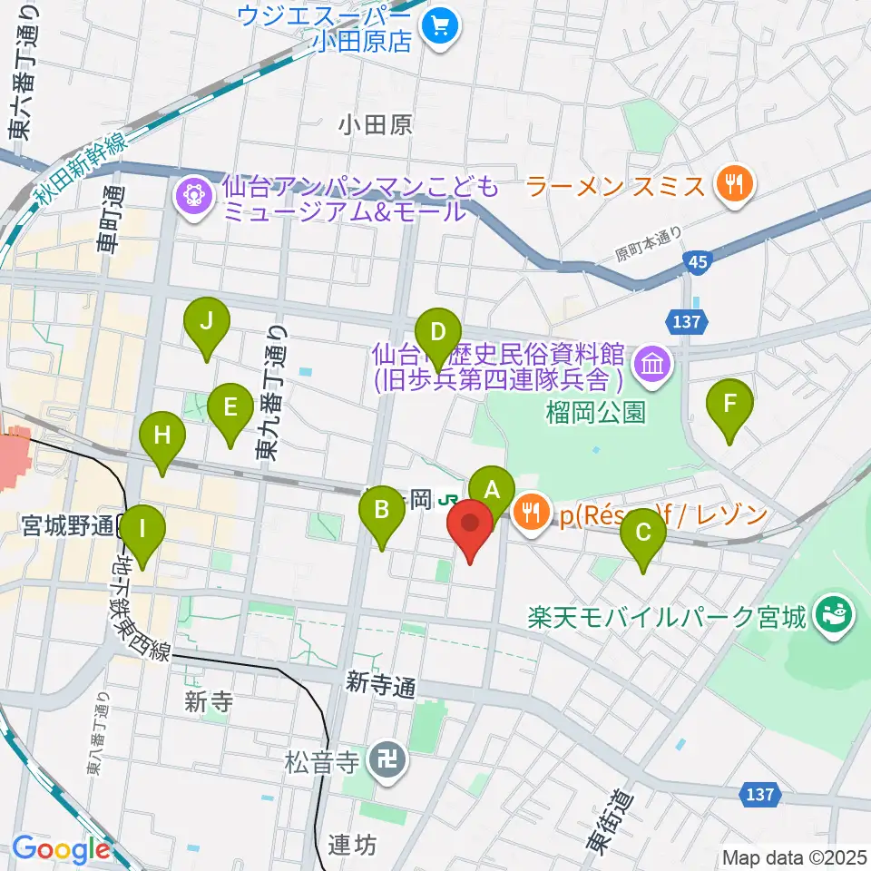 仙台サンプラザホール周辺のホテル一覧地図