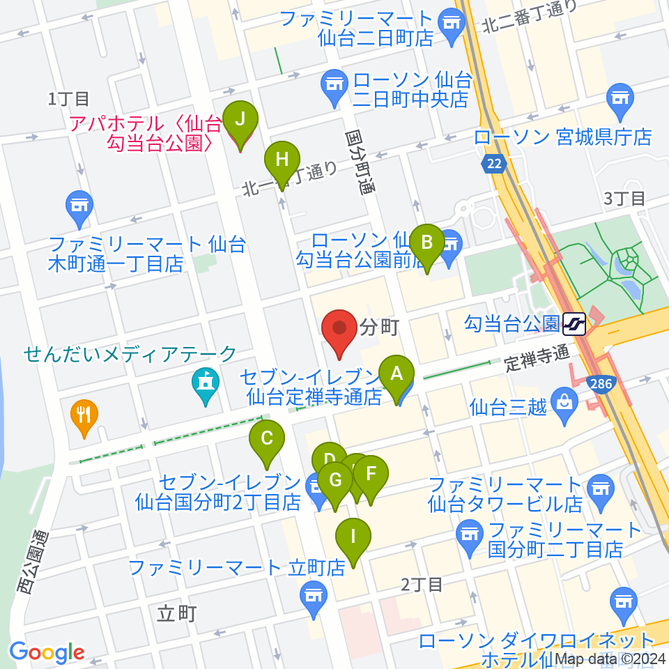 東京エレクトロンホール宮城周辺のホテル一覧地図
